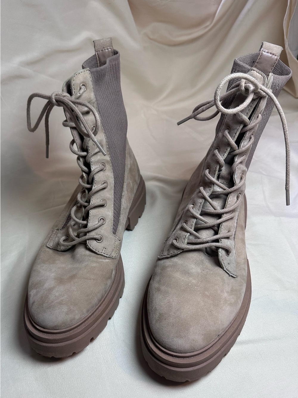 Steve Madden Arlow Women’s Lace-Up Suede Combat Boots - Taupe - Size 10M